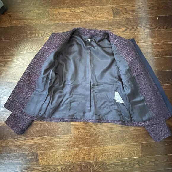 Hugo Boss Women's Burgundy Red and Navy Tweed Jacket-Size 6 - Picture 5 of 15